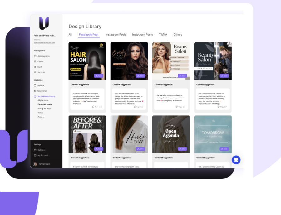 Veerlon design library with social post templates and content suggestions